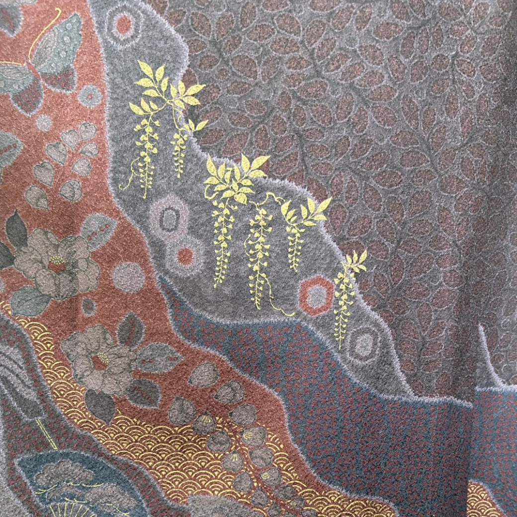 Houmongi Kimono Dress – Michinaga Pattern with Fans & Flowers