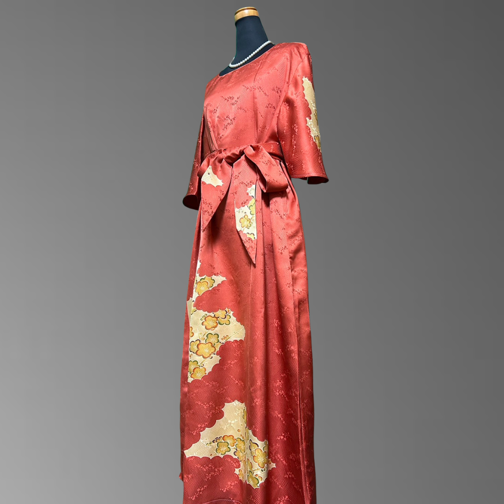 Hōmongi Flower Wave and Plum Blossom Pattern Kimono Dress