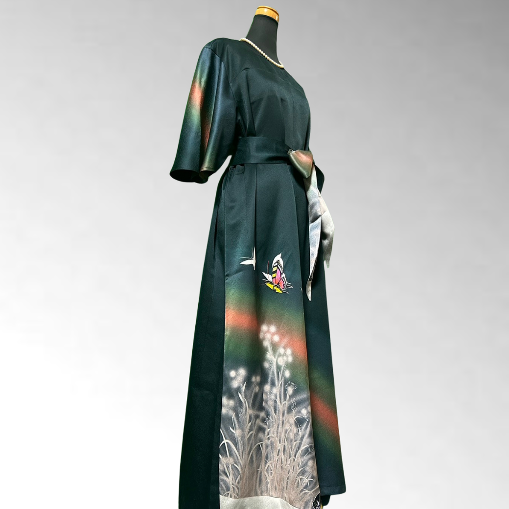 Furisode Kimono Dress with “Dreaming Butterfly” Motif