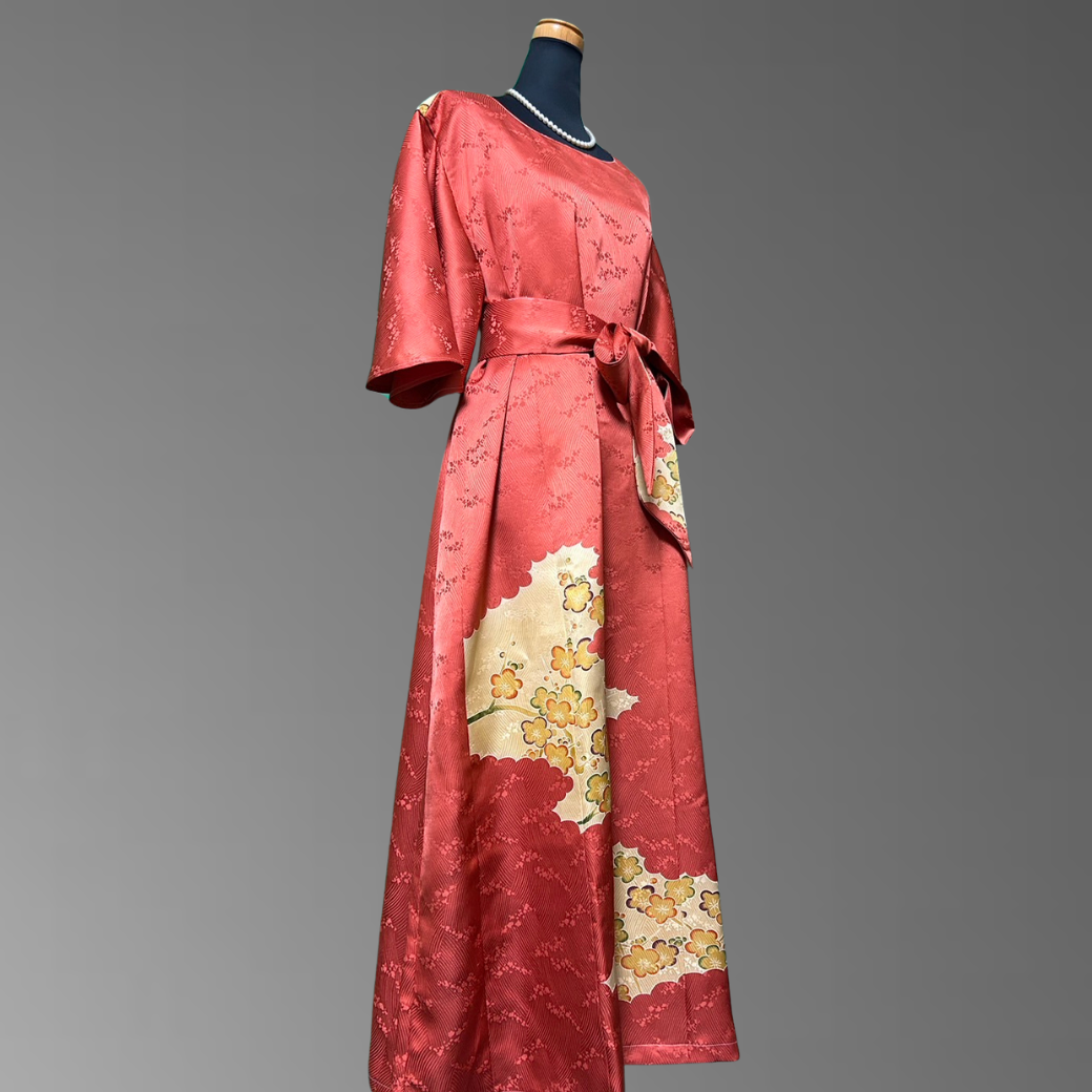 Hōmongi Flower Wave and Plum Blossom Pattern Kimono Dress