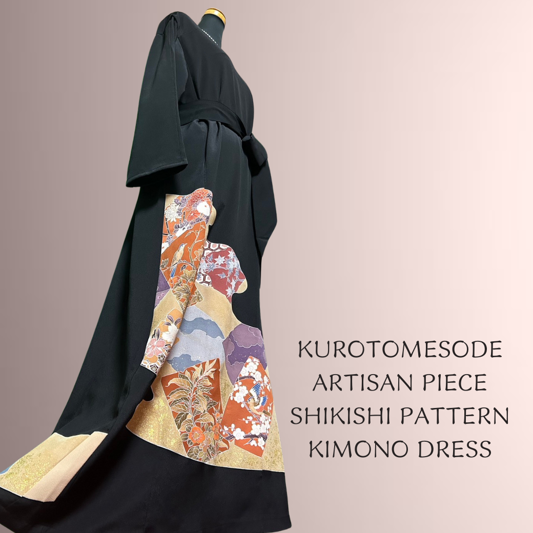 Kurotomesode Artisan Piece Shikishi Pattern Kimono Dress