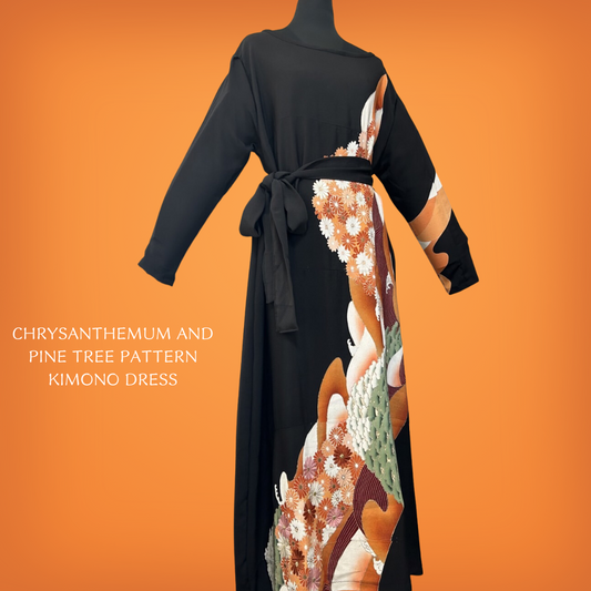 Chrysanthemum and pine tree pattern Kimono dress