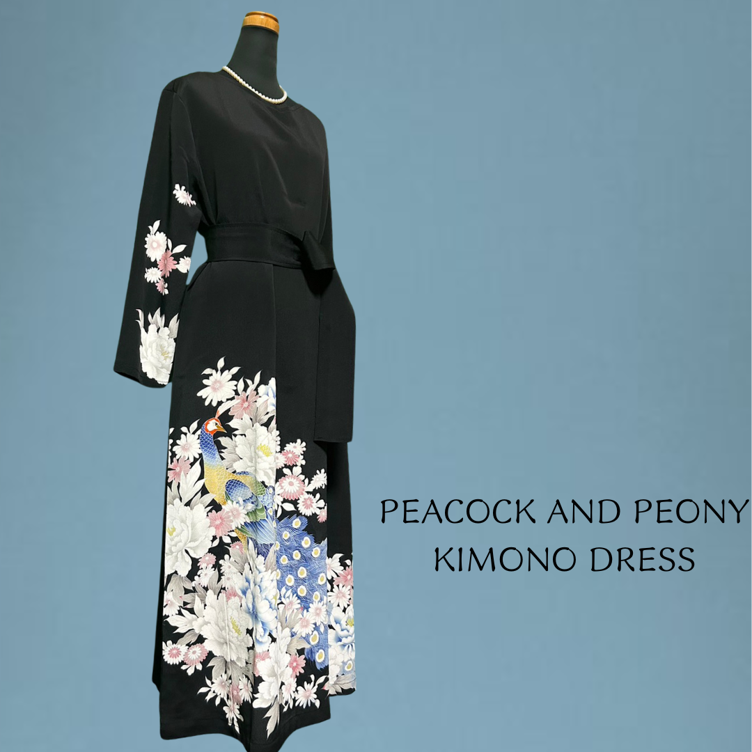 Peacock and Peony Kimono Dress