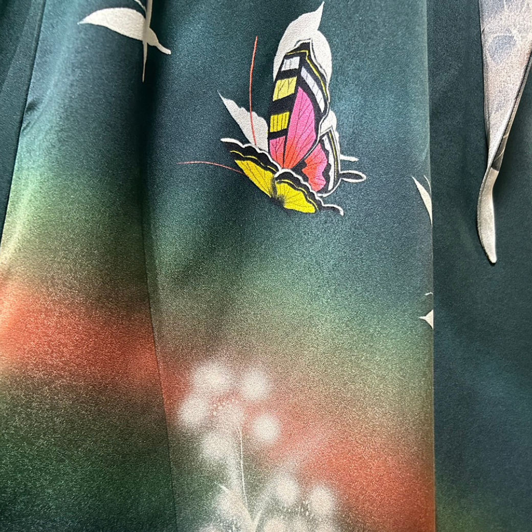 Furisode Kimono Dress with “Dreaming Butterfly” Motif