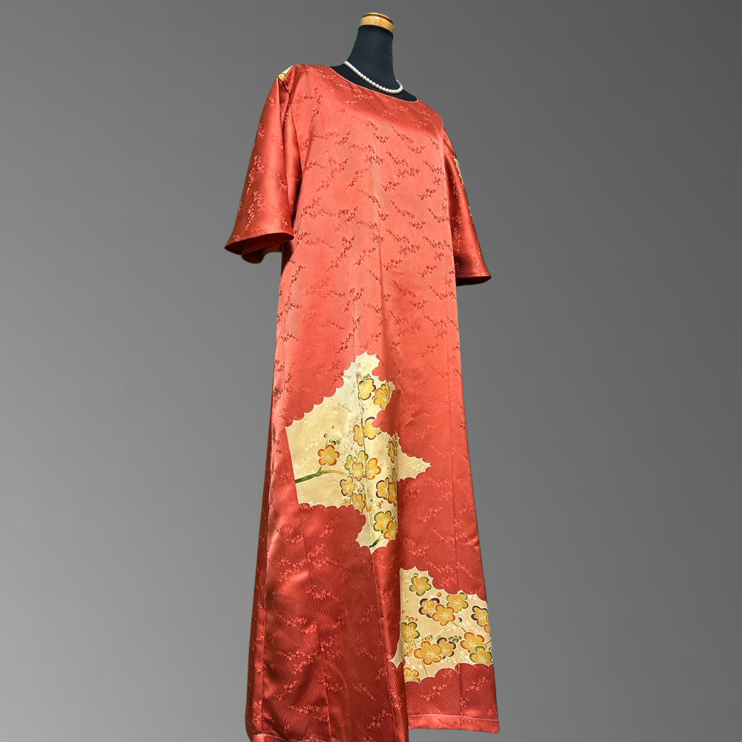 Hōmongi Flower Wave and Plum Blossom Pattern Kimono Dress