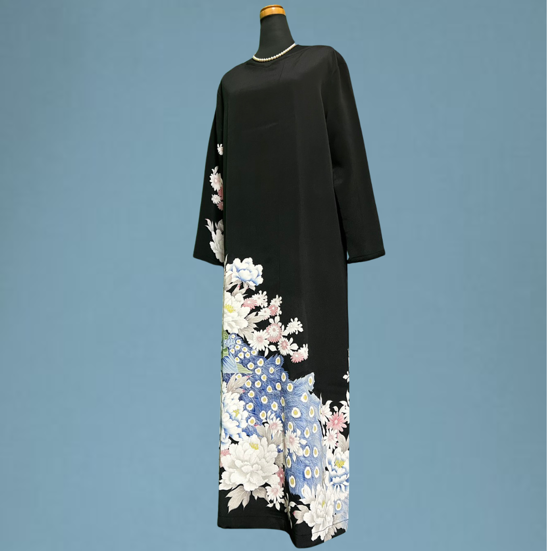 Peacock and Peony Kimono Dress