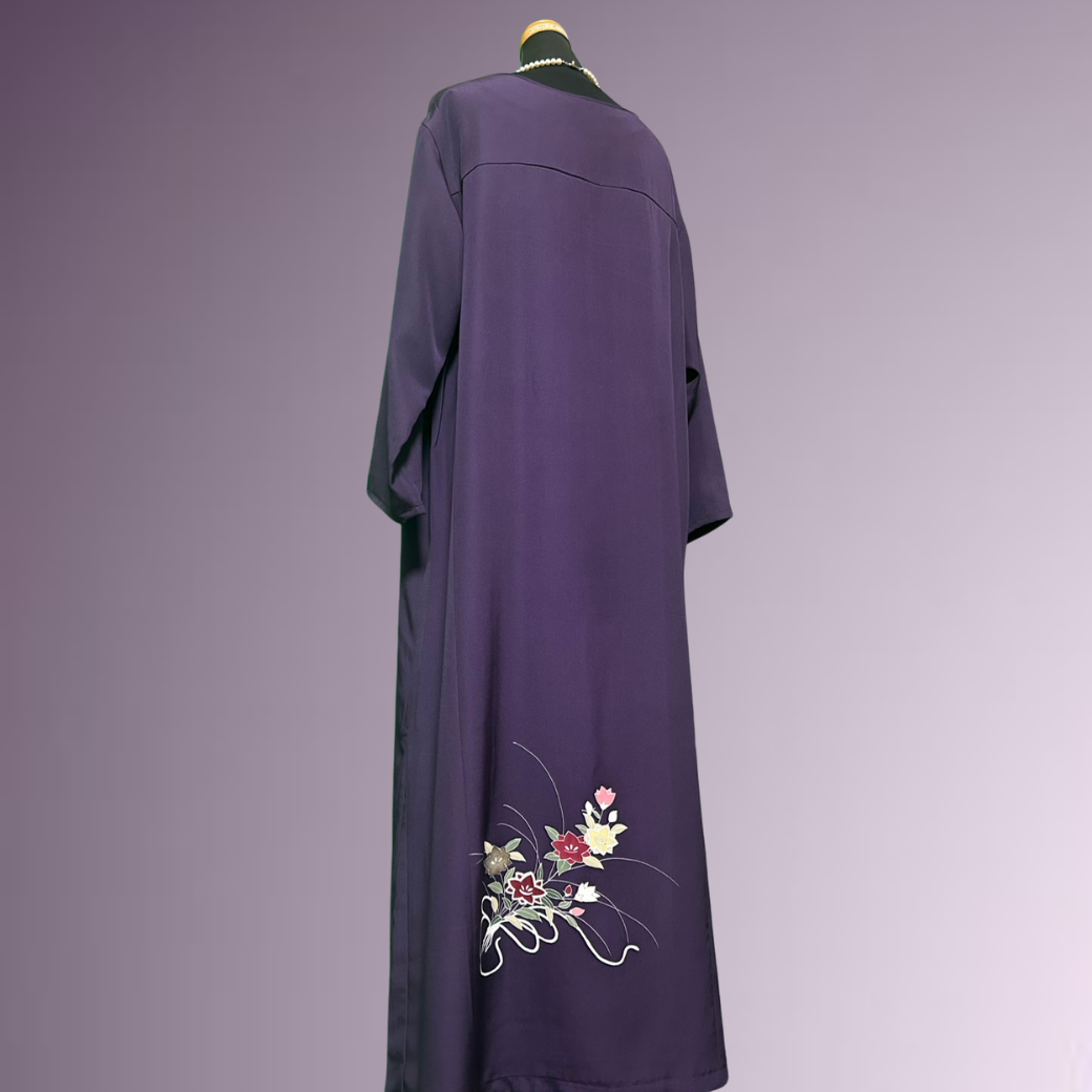 Houmongi Kimono Dress – Bellflowers & Chrysanthemum Bouquet