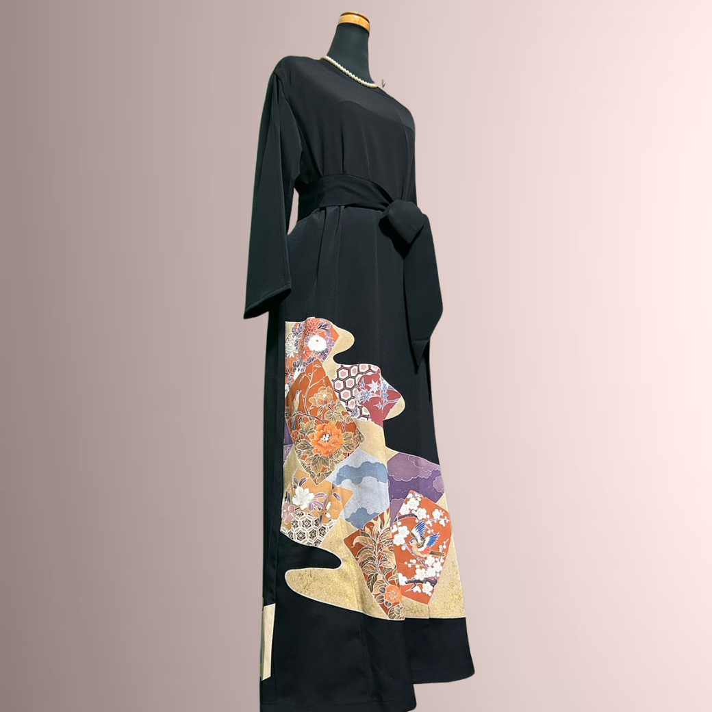 Kurotomesode Artisan Piece Shikishi Pattern Kimono Dress