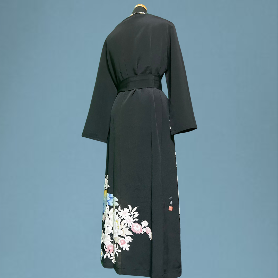 Peacock and Peony Kimono Dress