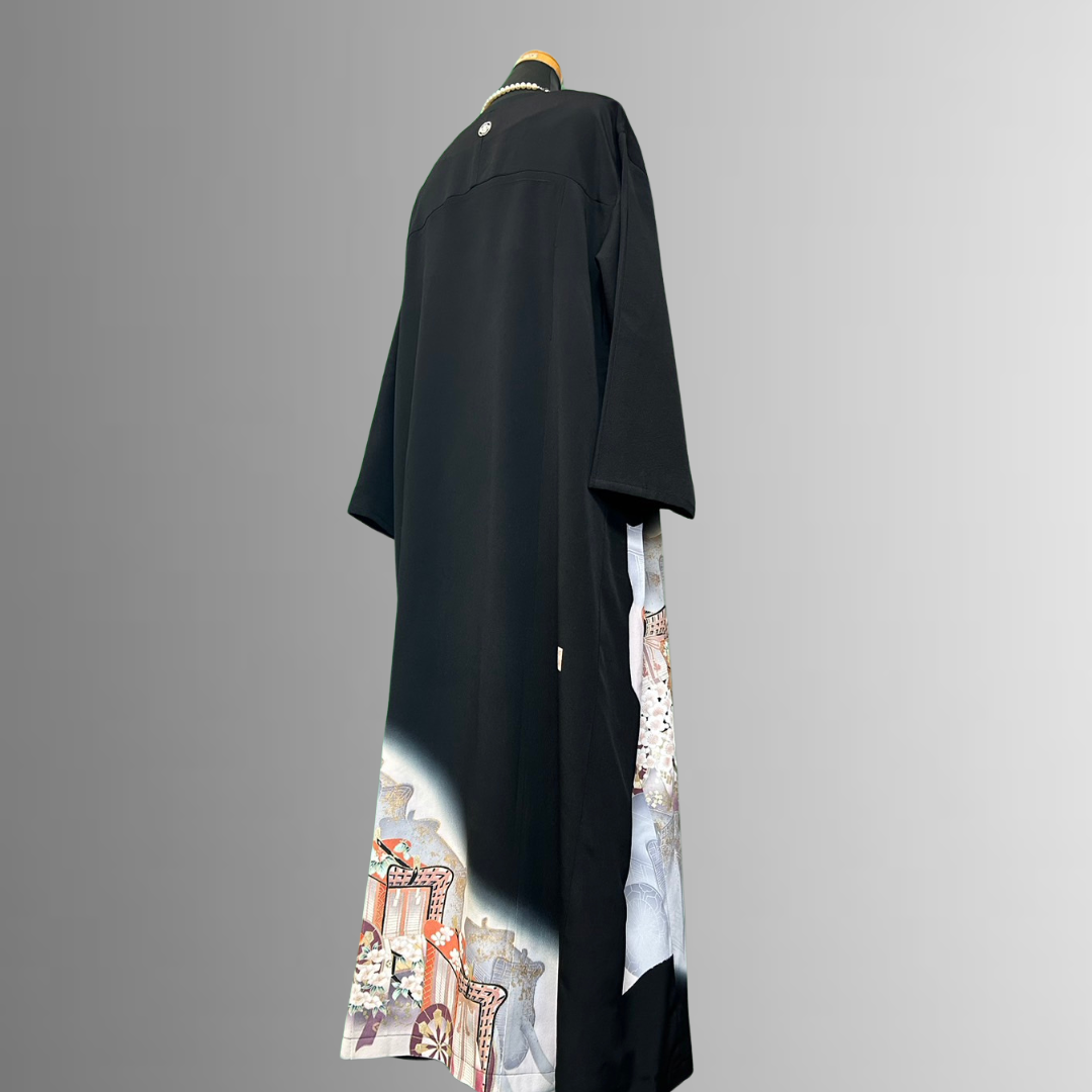 Kurotomesode Gosho Kuruma-ren Artisan Piece Kimono Dress