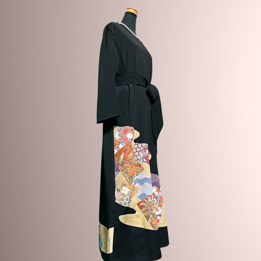 Kurotomesode Artisan Piece Shikishi Pattern Kimono Dress