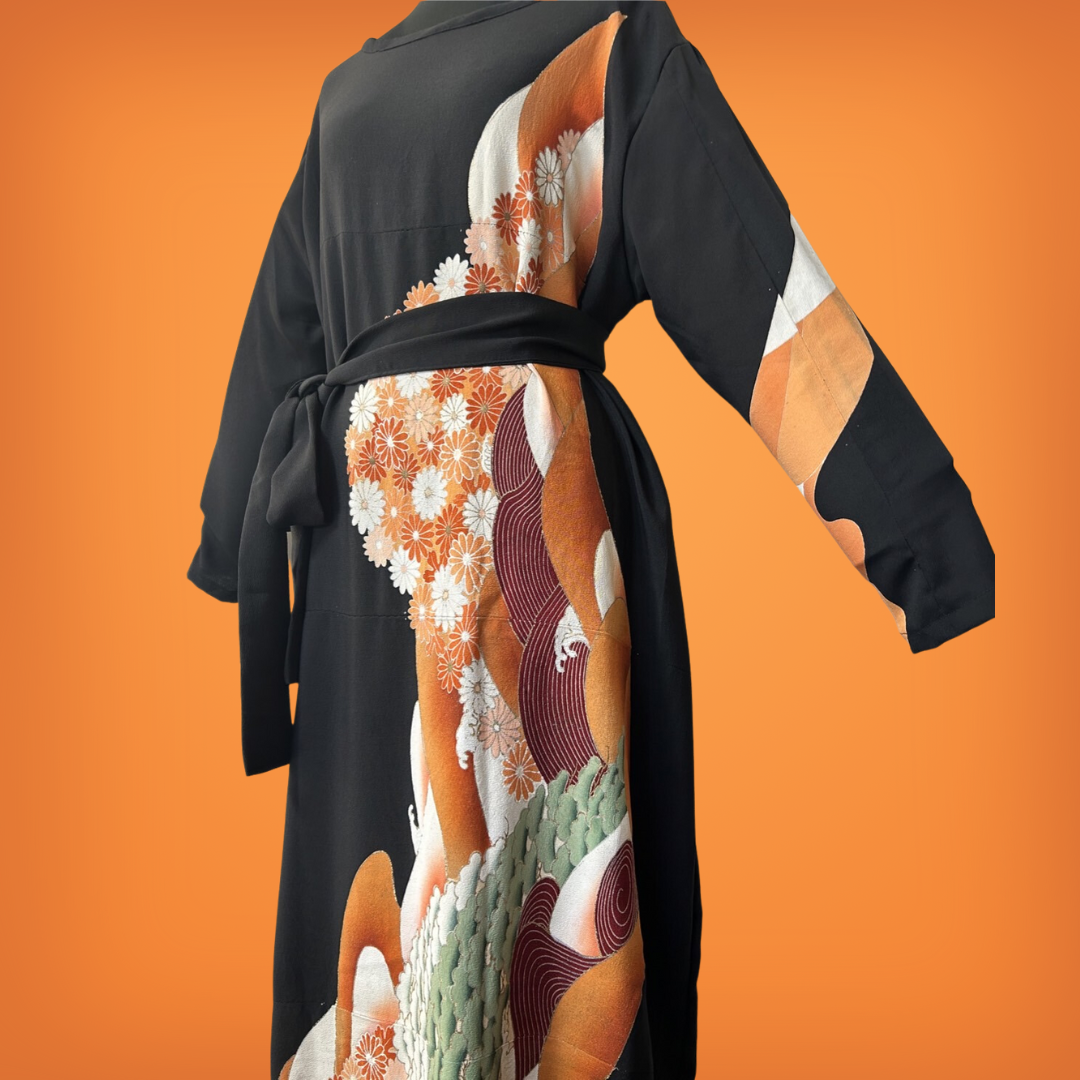 Chrysanthemum and pine tree pattern Kimono dress