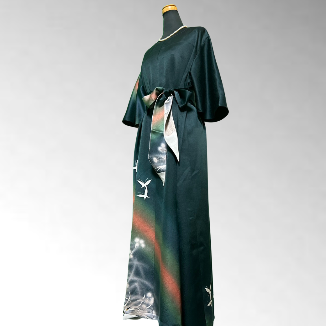 Furisode Kimono Dress with “Dreaming Butterfly” Motif