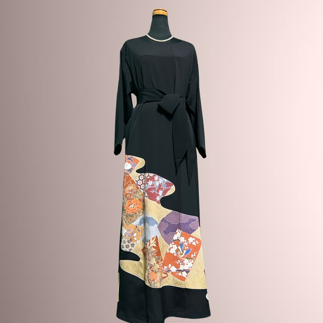 Kurotomesode Artisan Piece Shikishi Pattern Kimono Dress