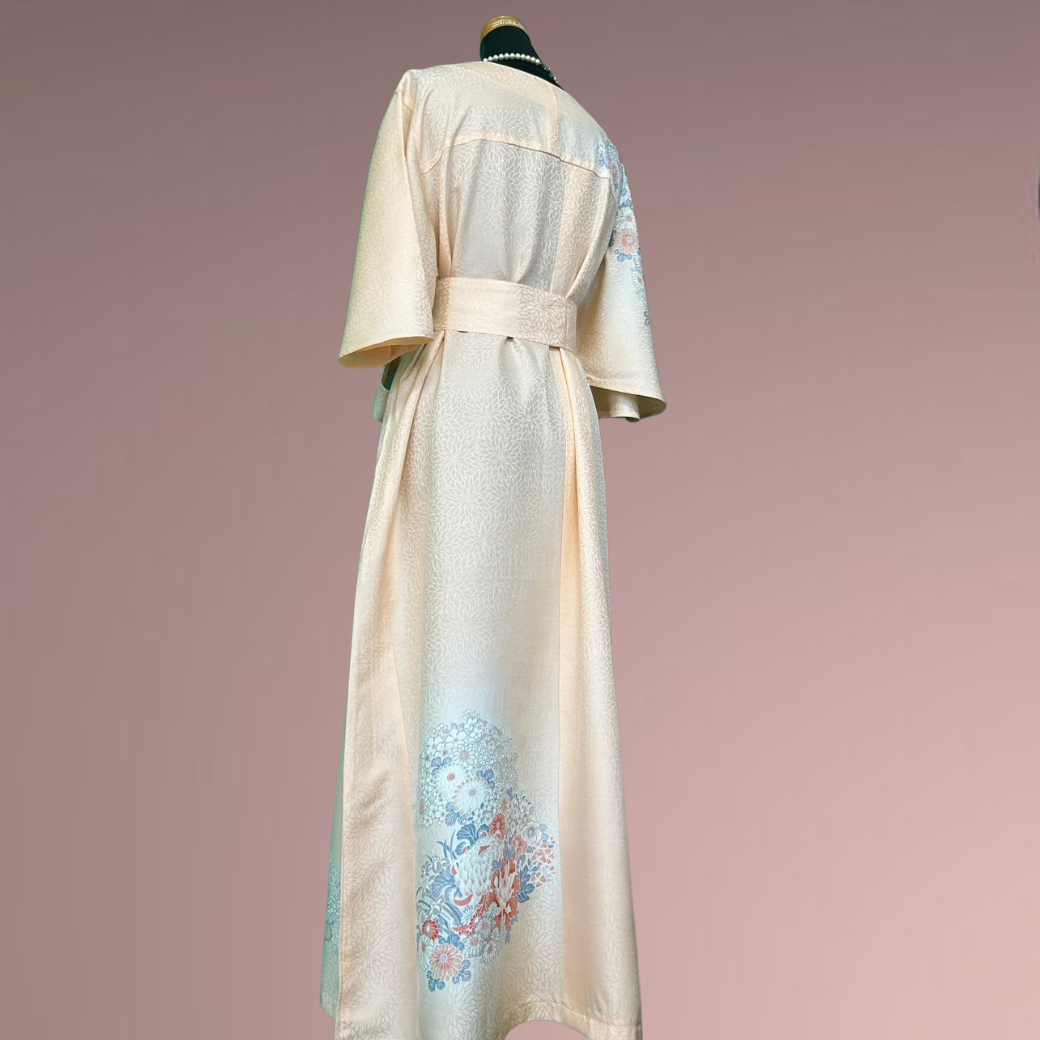 Houmongi Kimono Dress – Peony & Chrysanthemum