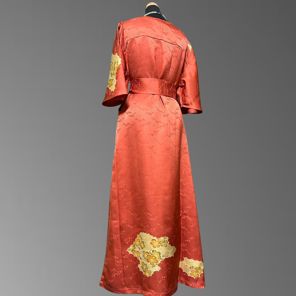 Hōmongi Flower Wave and Plum Blossom Pattern Kimono Dress