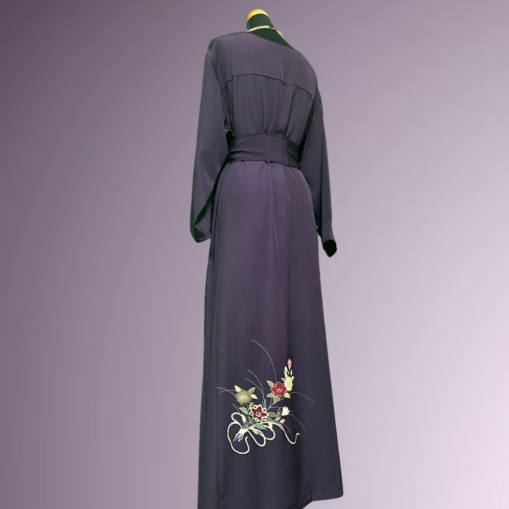 Houmongi Kimono Dress – Bellflowers & Chrysanthemum Bouquet