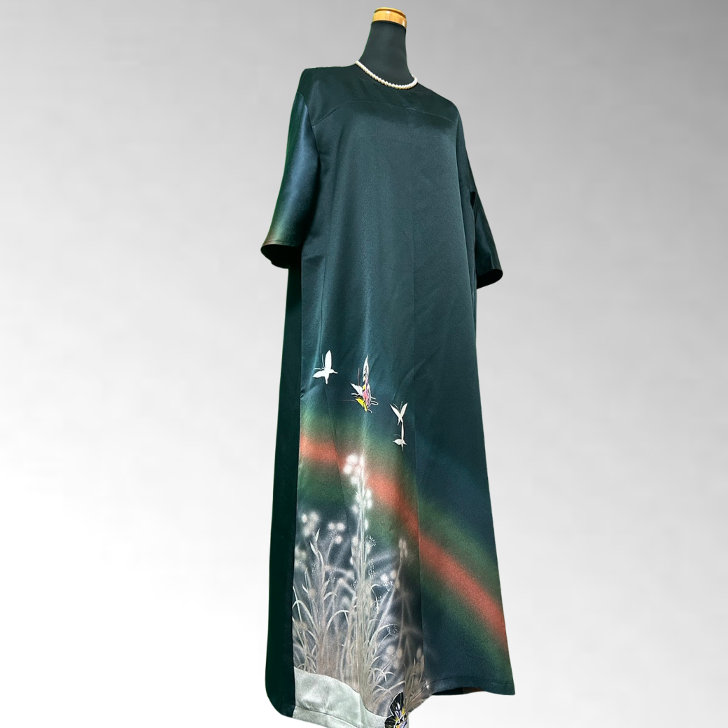 Furisode Kimono Dress with “Dreaming Butterfly” Motif