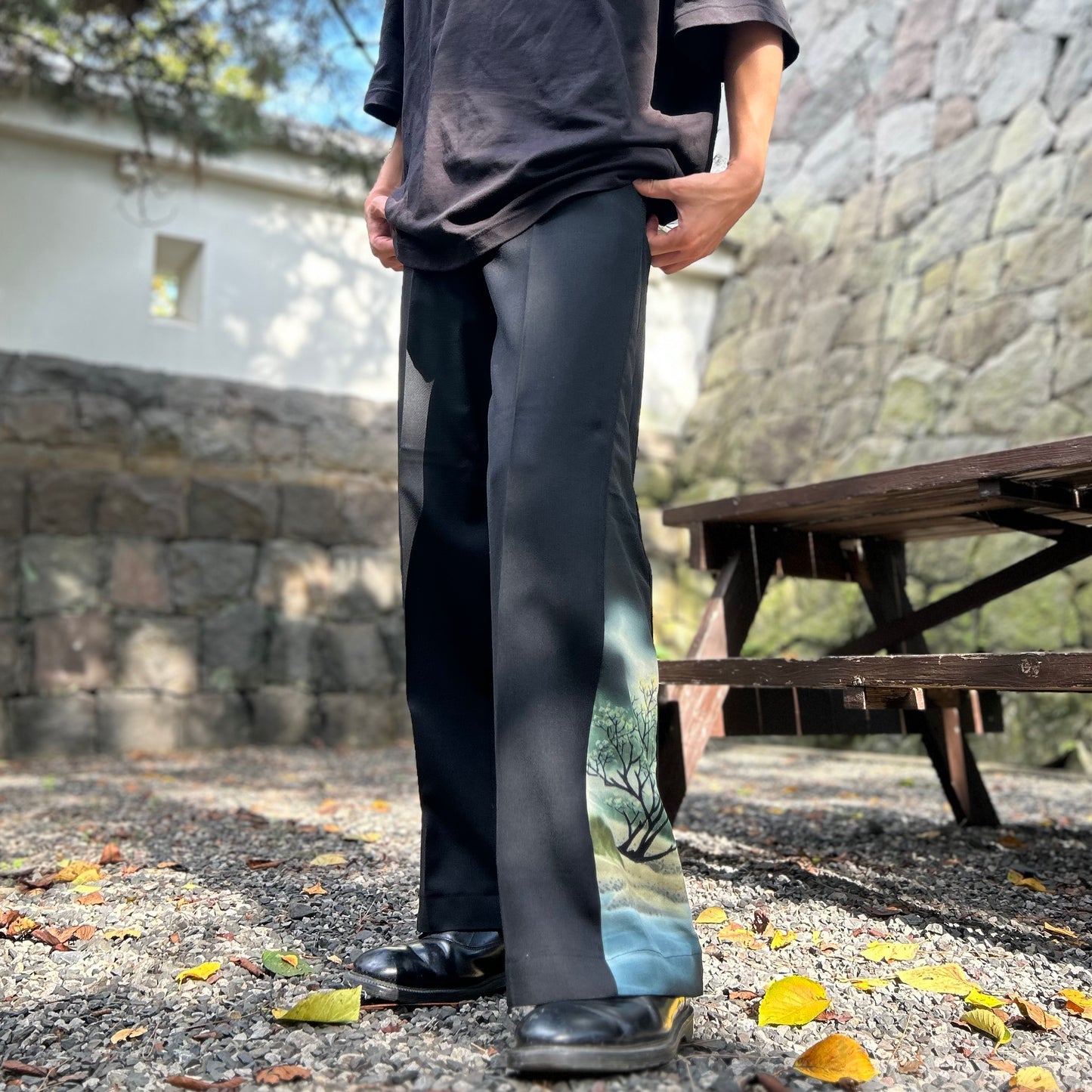 Kimono Slacks with Suiboku-ga pattern