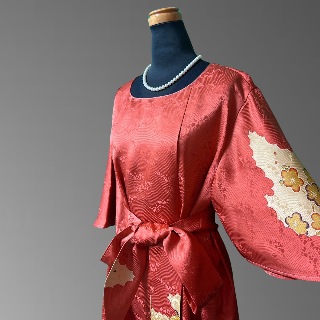 Hōmongi Flower Wave and Plum Blossom Pattern Kimono Dress