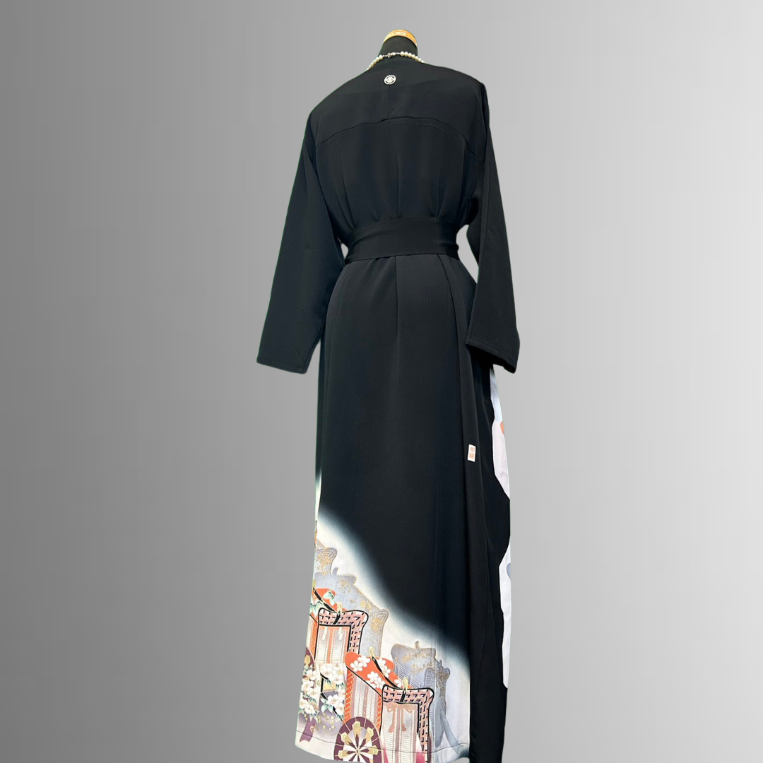 Kurotomesode Gosho Kuruma-ren Artisan Piece Kimono Dress