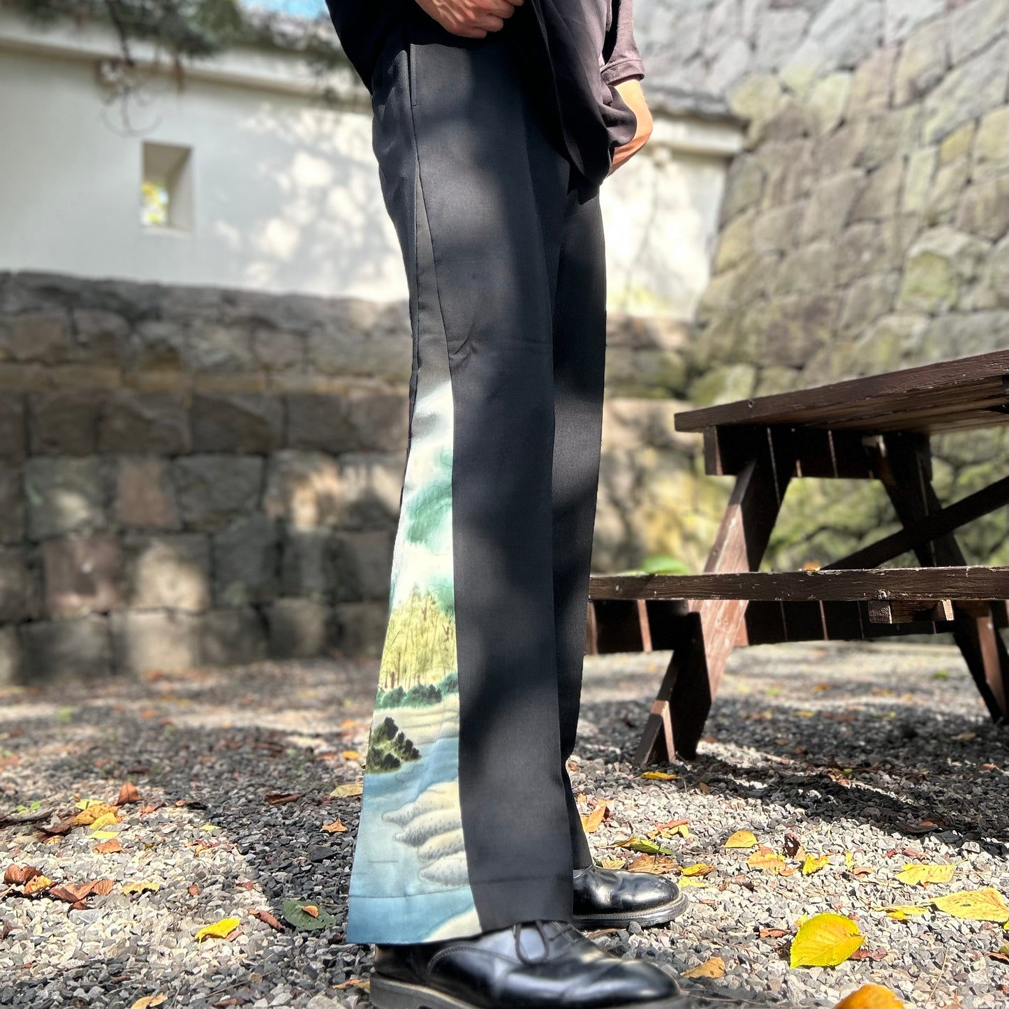 Kimono Slacks with Suiboku-ga pattern