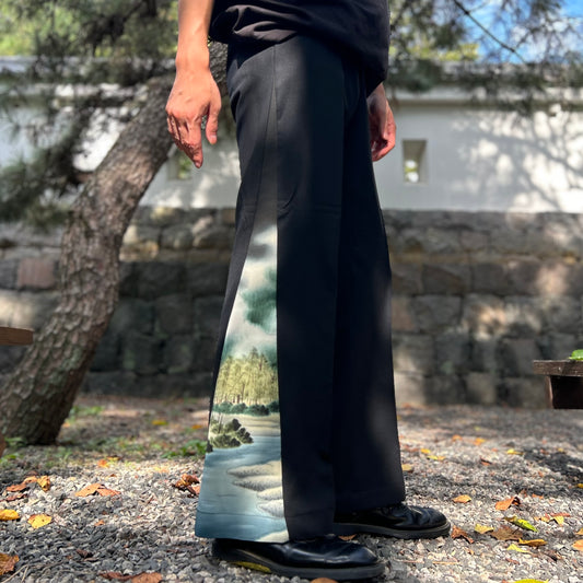 Kimono Slacks with Suiboku-ga pattern