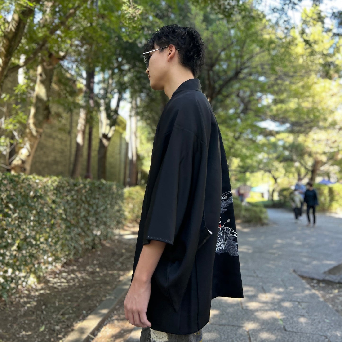 Haori with fan and flower carriage pattern