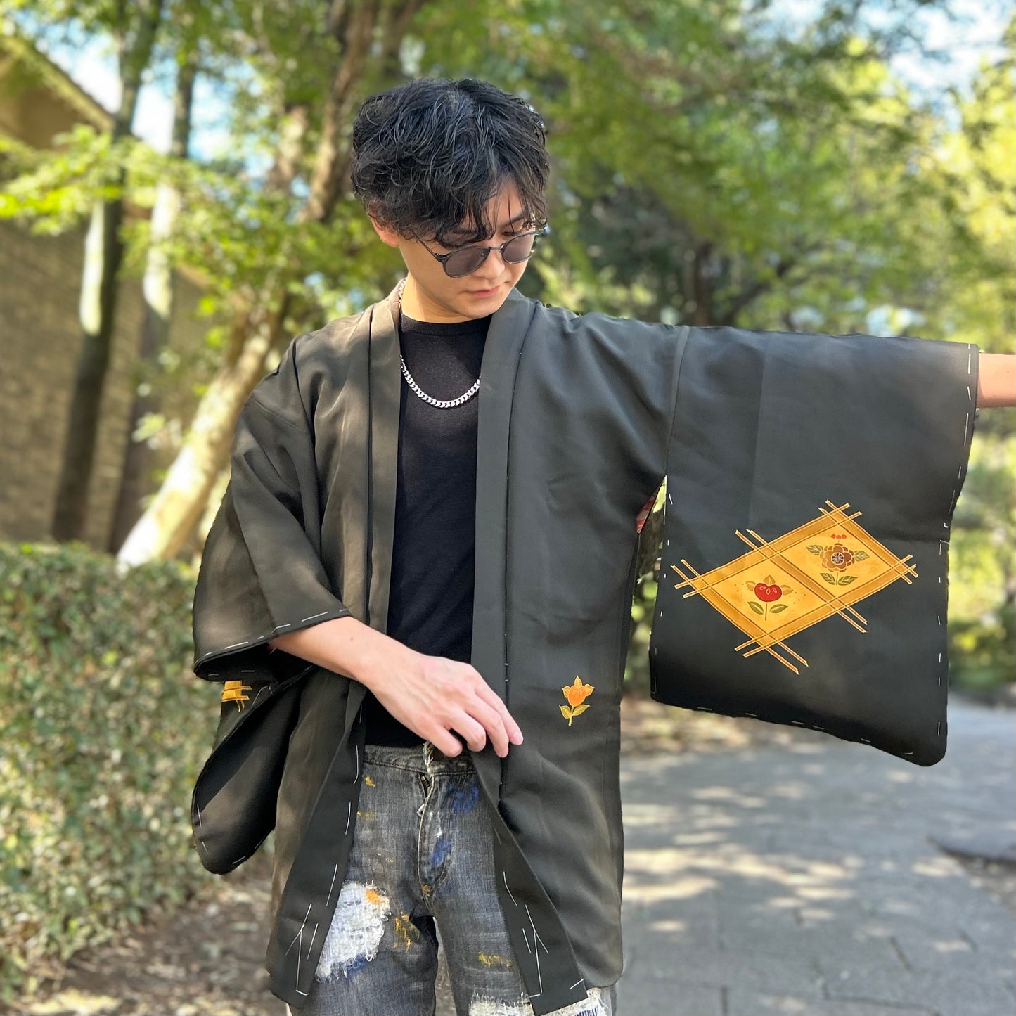 Haori with diamond-shaped chrysanthemum pattern