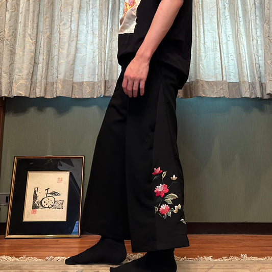 Kimono Slacks "with Chrysanthemums and Peonies"