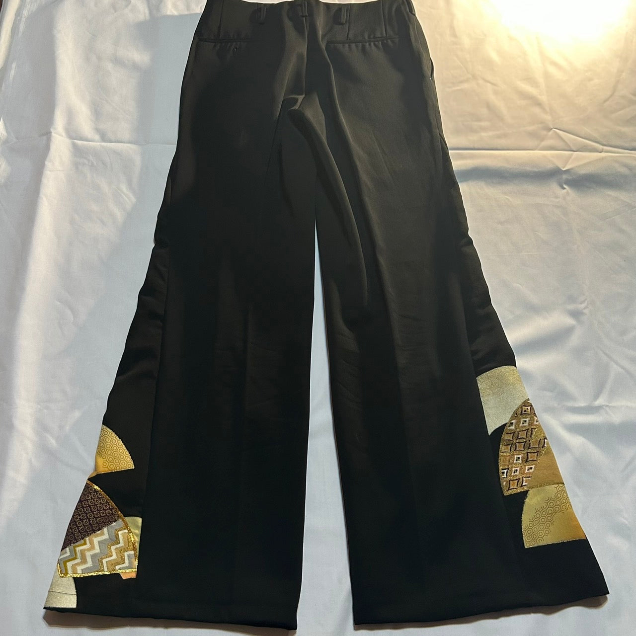 Kimono Wide Slacks with Golden fun Pattern