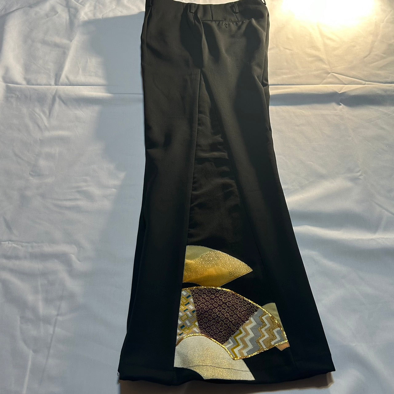 Kimono Wide Slacks with Golden fun Pattern