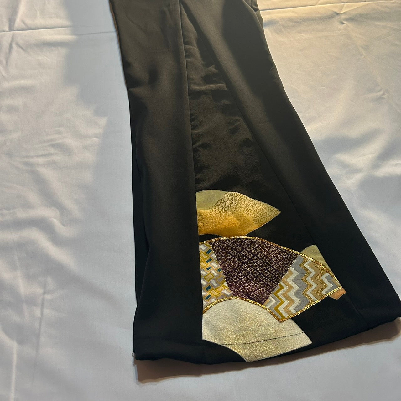 Kimono Wide Slacks with Golden fun Pattern