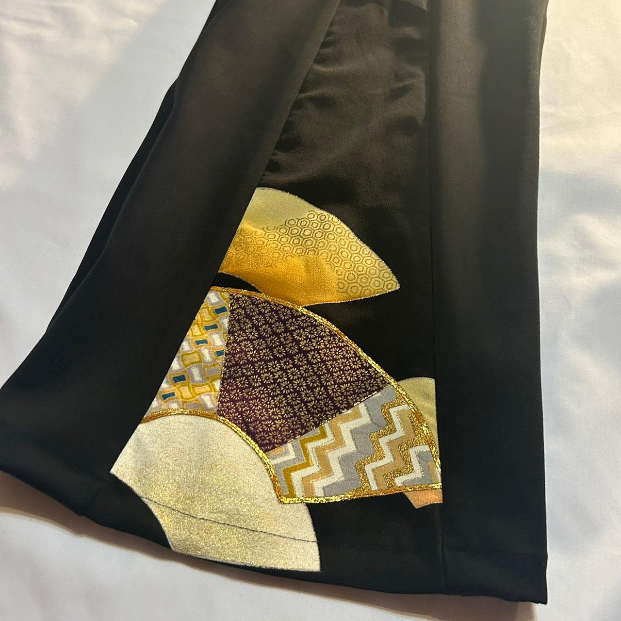 Kimono Wide Slacks with Golden fun Pattern