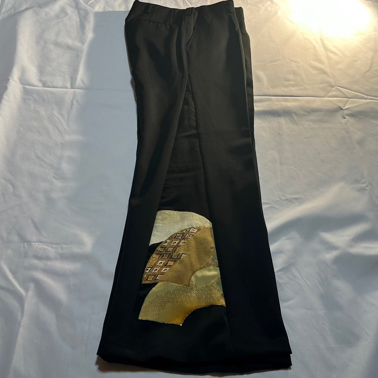 Kimono Wide Slacks with Golden fun Pattern