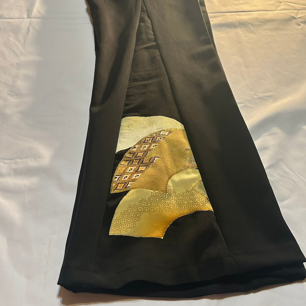 Kimono Wide Slacks with Golden fun Pattern