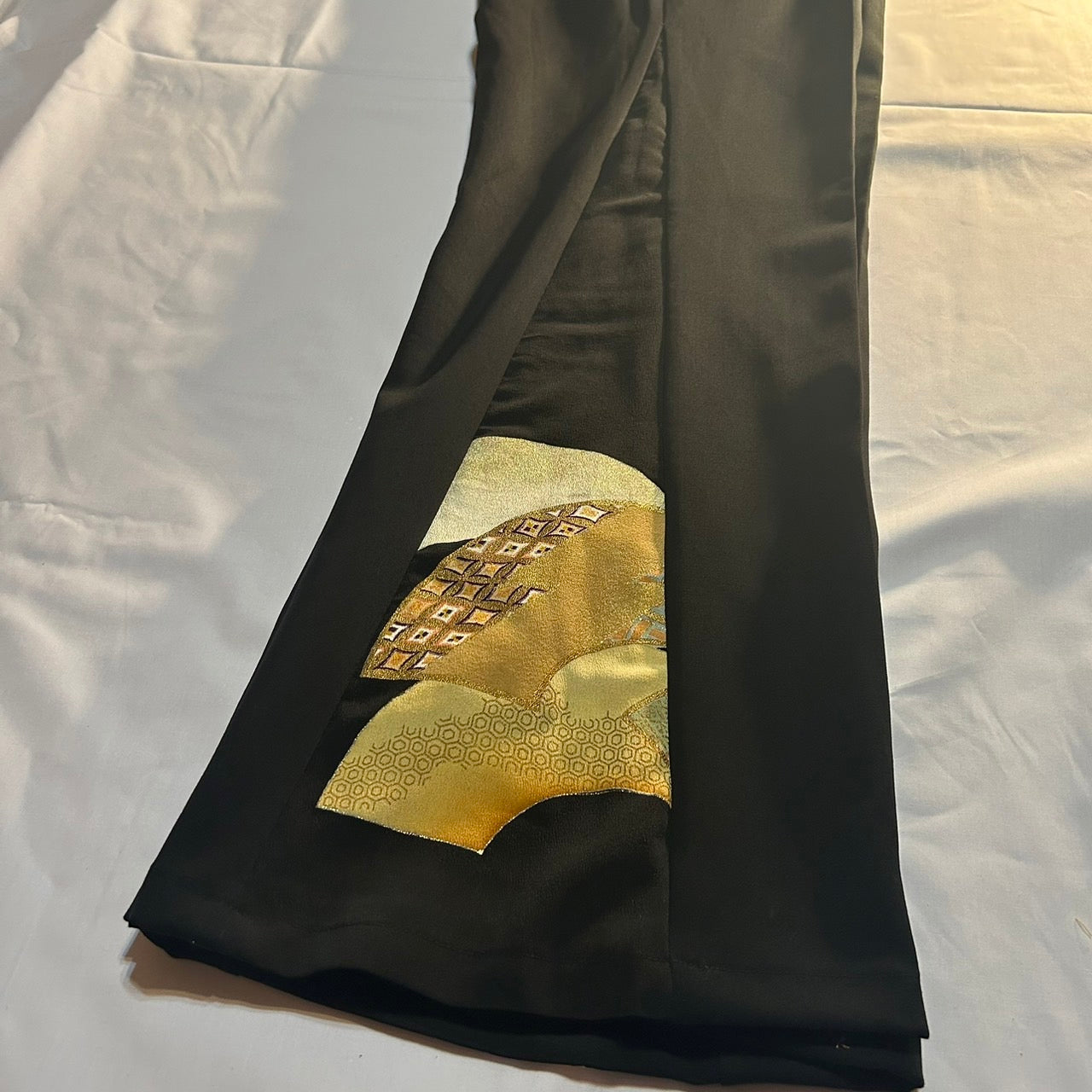 Kimono Wide Slacks with Golden fun Pattern