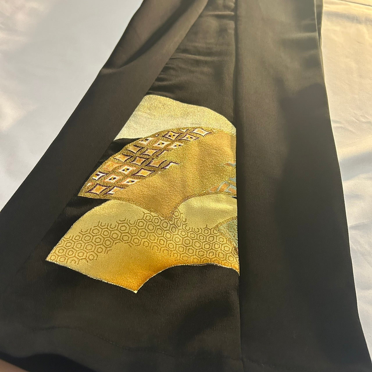 Kimono Wide Slacks with Golden fun Pattern