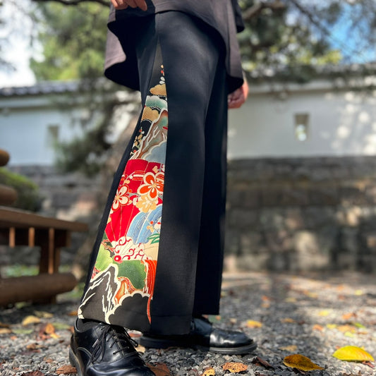 Kimono Slacks "pattern of pine, bamboo and plum trees"