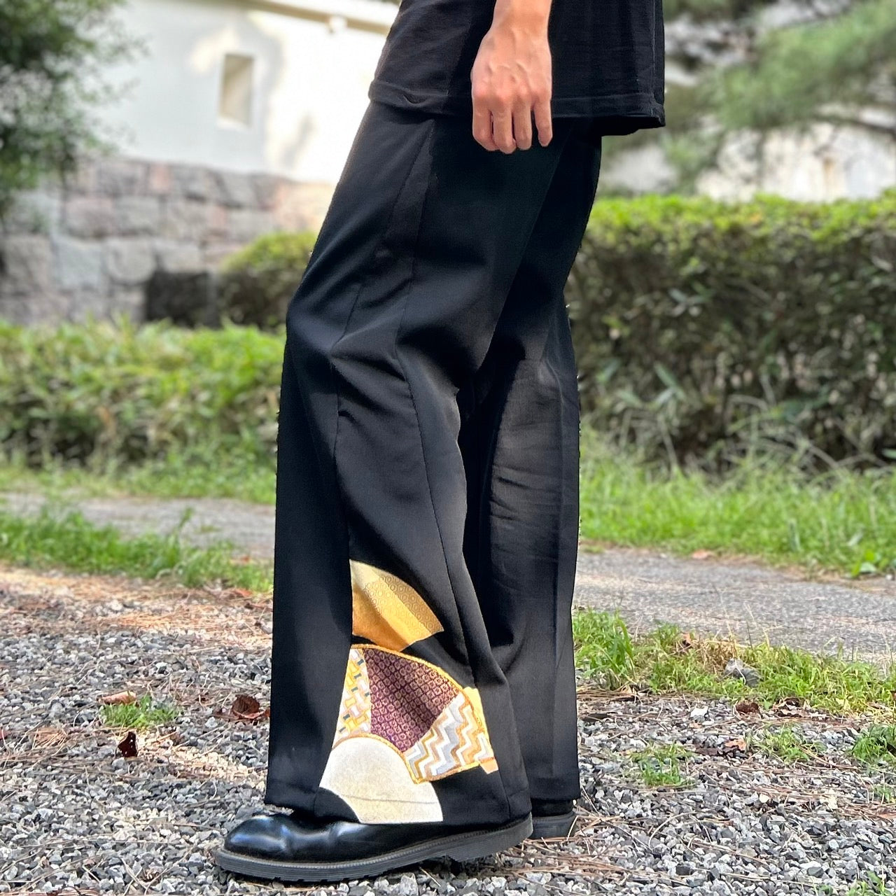 Kimono Wide Slacks with Golden fun Pattern