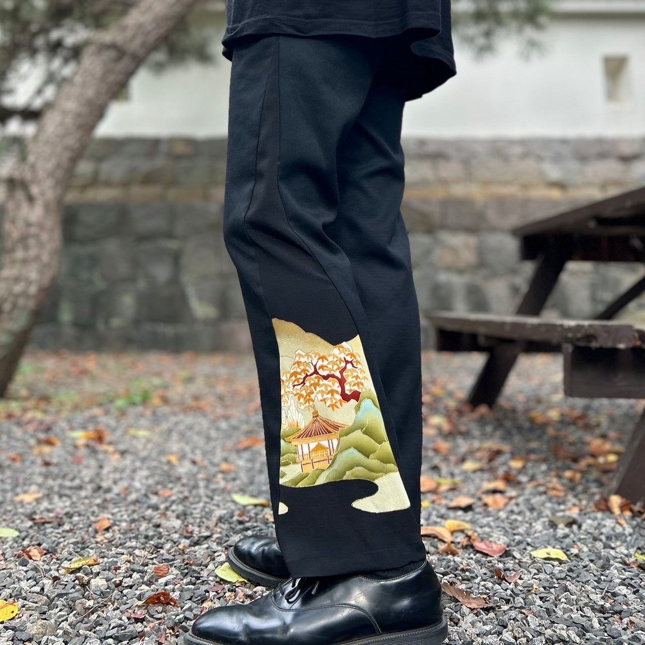 Kimono Wide Slacks with Yamadera  Pattern