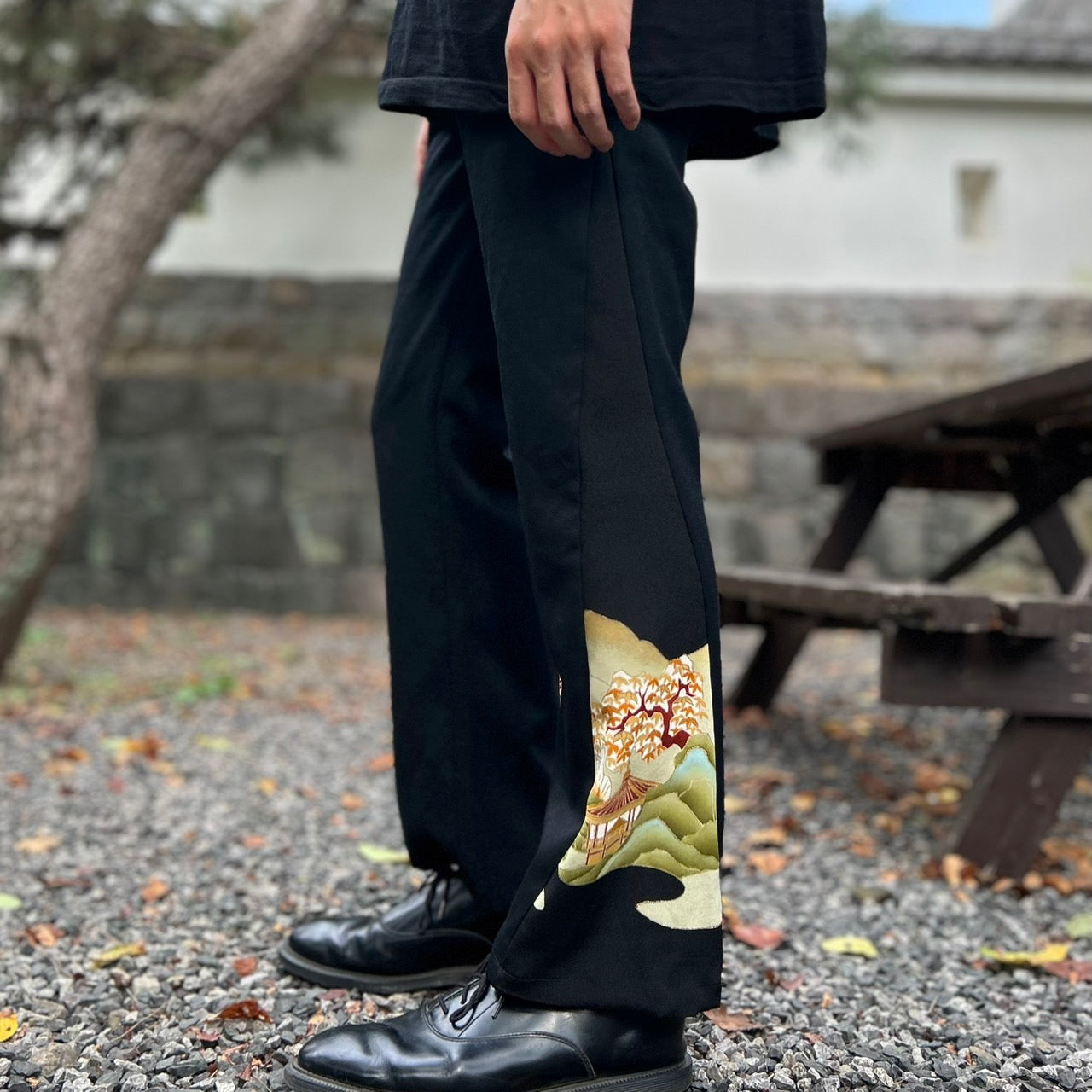 Kimono Wide Slacks with Yamadera  Pattern