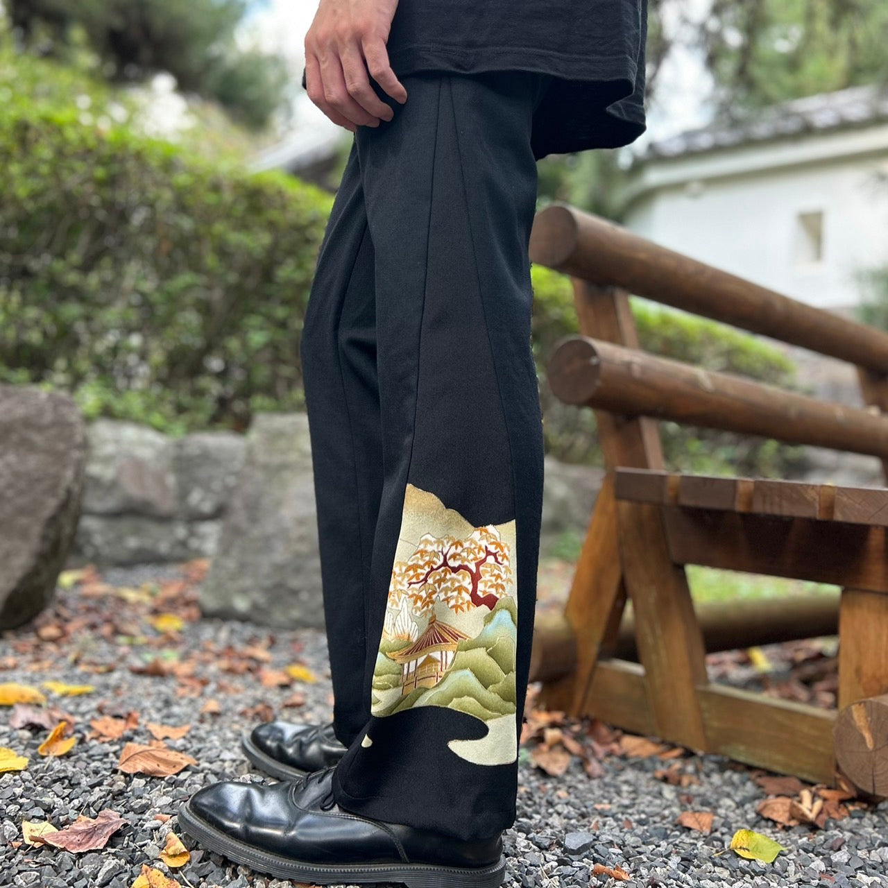 Kimono Wide Slacks with Yamadera  Pattern