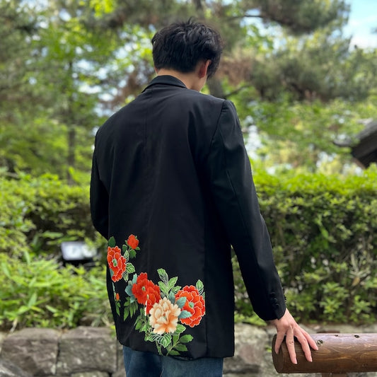 Kimono Jacket with Peony Pattern