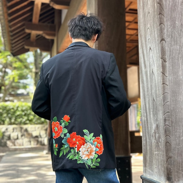 Kimono Jacket with Peony Pattern