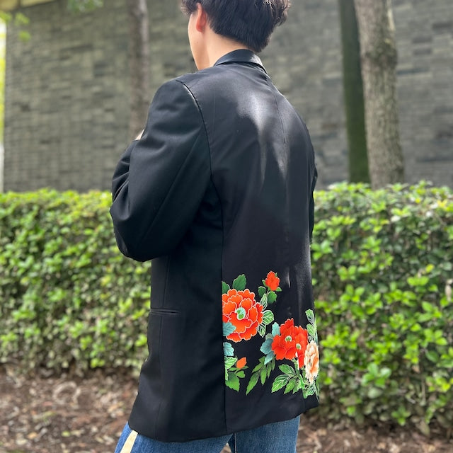 Kimono Jacket with Peony Pattern