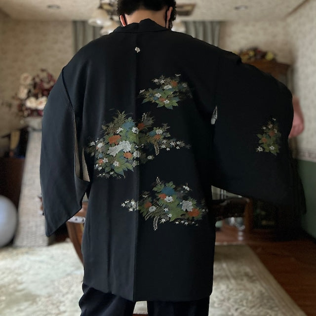 Haori with Peony and Wisteria Pattern (Japanese traditional haori coat)