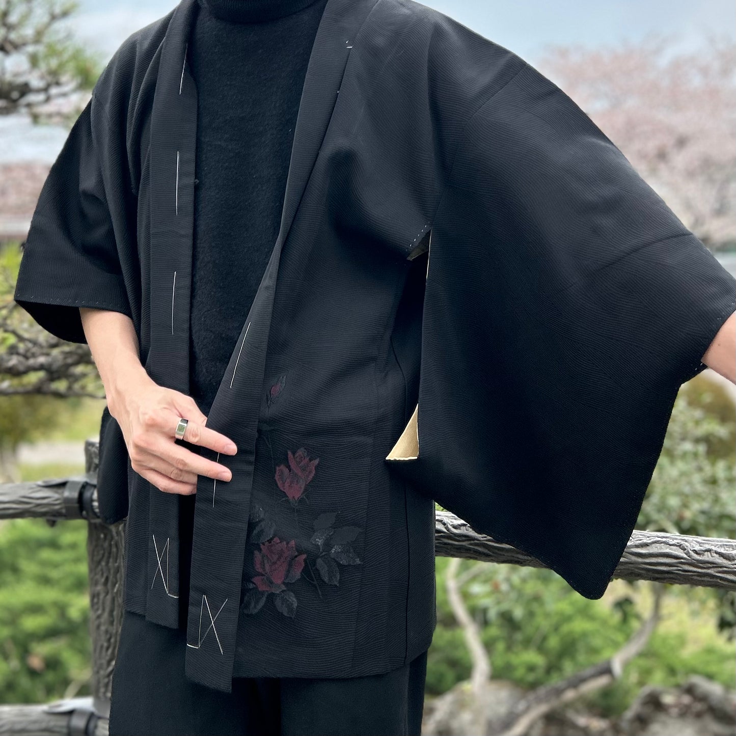 Rose-patterned haori