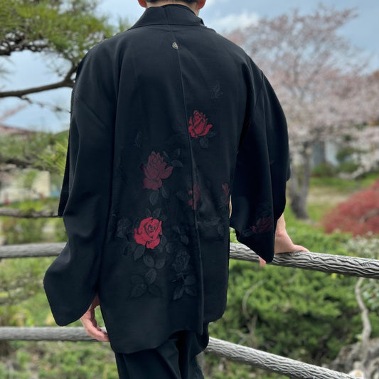 Rose-patterned haori