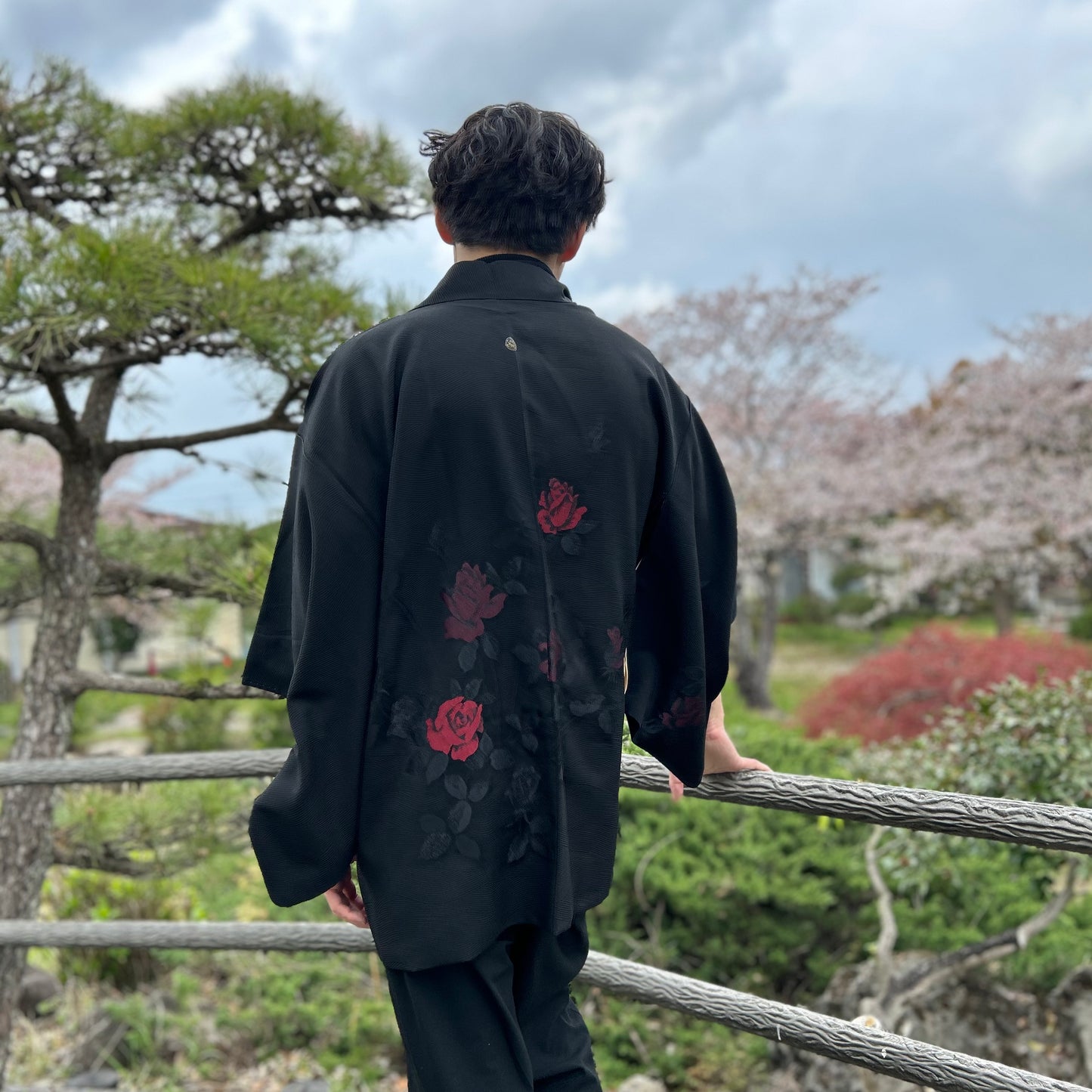 Rose-patterned haori